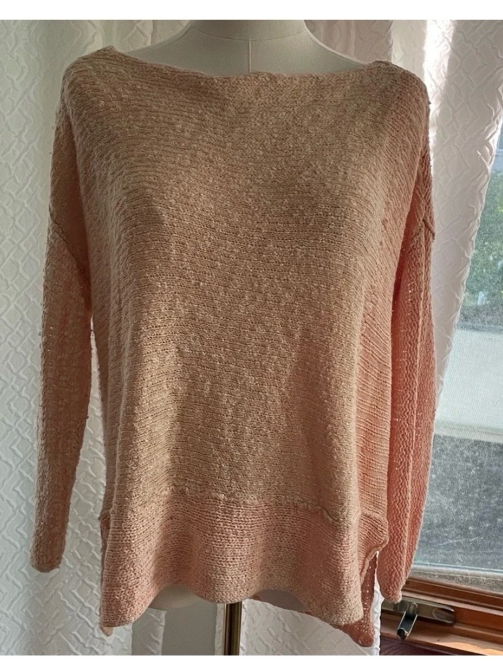 Free People Orange Stripe Pullover Sweater Small